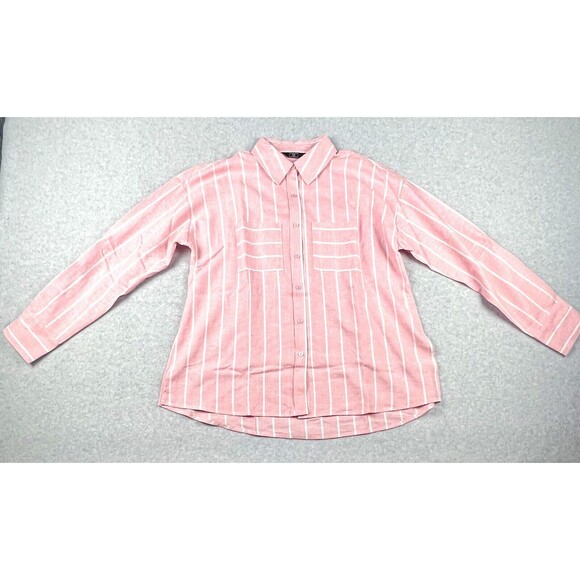 G by Giuliana Shirt Womens Small Pink Striped Button Front Casual Soft Everyday - Picture 2 of 16